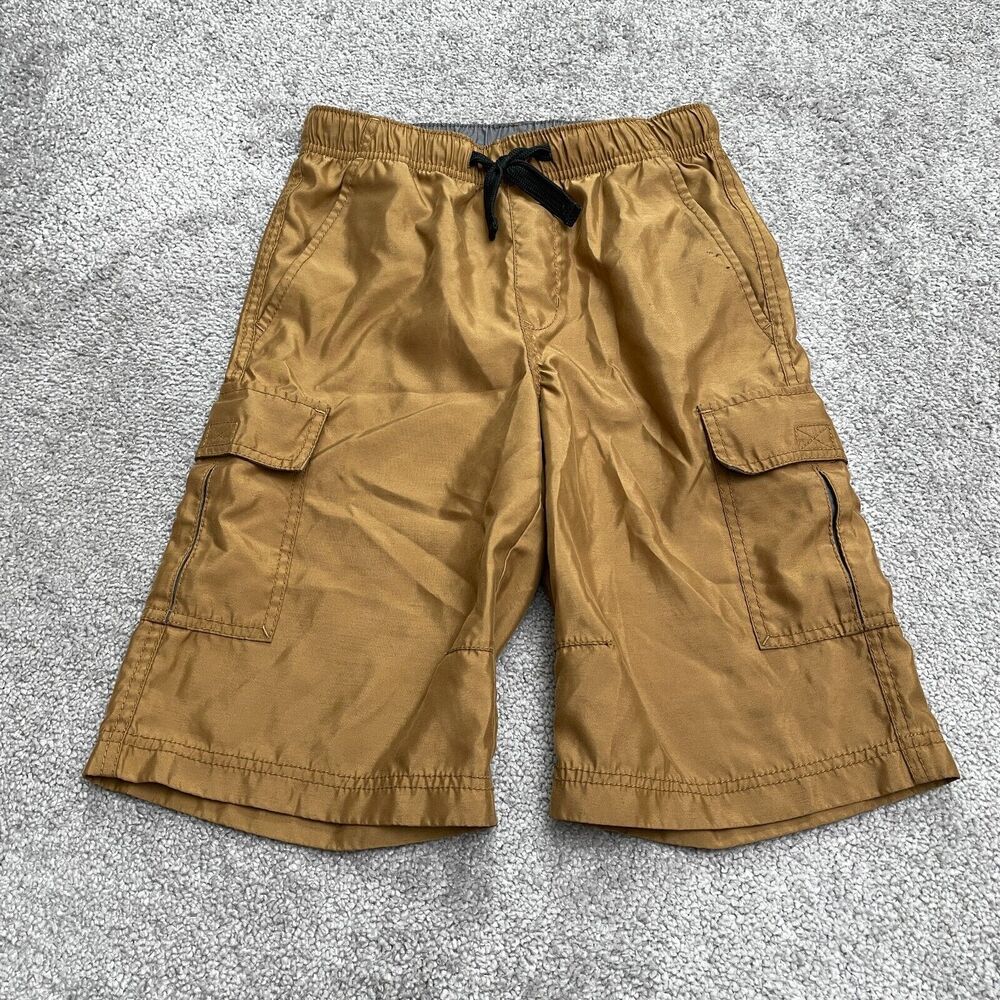 Dockers Cargo Water Shorts Boys Kids Medium Brown Elastic Waist Casual Swimwear